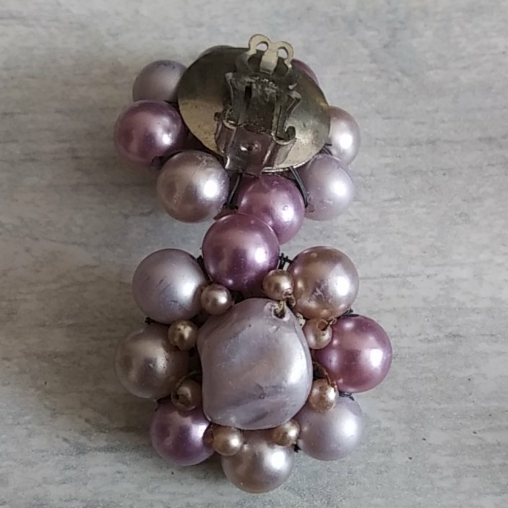 Lot 6 pr Earrings & 1 Pin Purple Costume Vtg - Picture 4 of 8